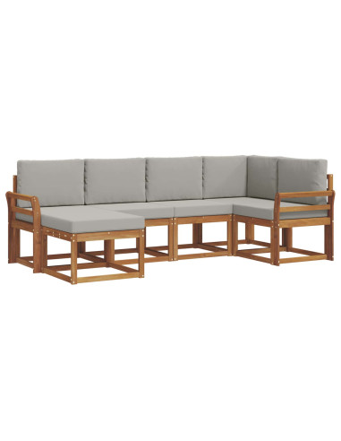 Set di divani da esterno 6 pcs Grigio Naturale e Chiaro