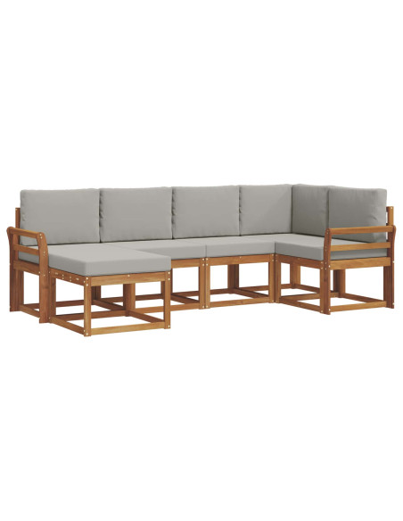 Set di divani da esterno 6 pcs Grigio Naturale e Chiaro