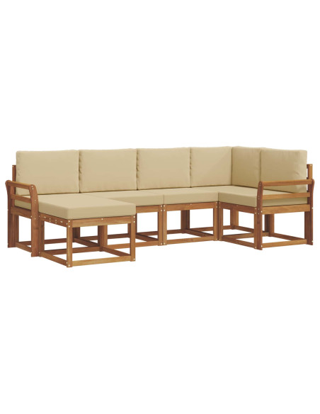 Set di divani da esterno con cuscino 6 pcs Naturale e Beige