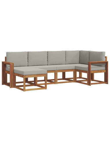 Set di divani da esterno 6 pcs Grigio Naturale e Chiaro