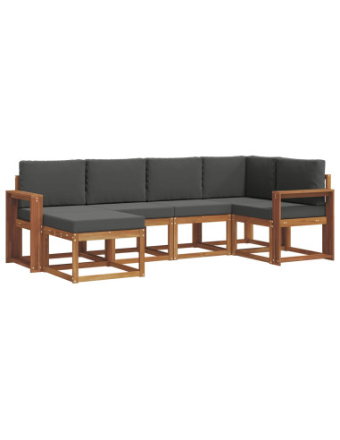 Set di divani da esterno con cuscino 6 pcs Naturale e Antracite