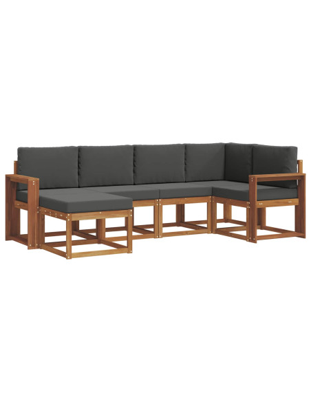 Set di divani da esterno con cuscino 6 pcs Naturale e Antracite