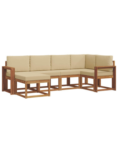 Set di divani da esterno con cuscino 6 pcs Naturale e Beige
