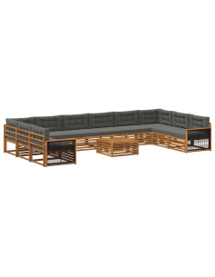 Set divani con cuscino 11 pcs Legno di Acacia Massello
