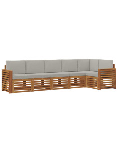 Set divani con cuscino 6 pcs Grigio Naturale e Chiaro 2