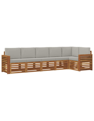 Set divani con cuscino 6 pcs Grigio Naturale e Chiaro