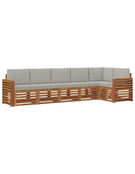 Set divani con cuscino 6 pcs Grigio Naturale e Chiaro