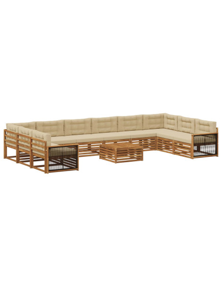 Set divani con cuscino 11 pcs Legno di Acacia Massello