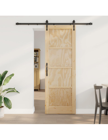 Porta scorrevole ORKDAL Naturale e Nero 73,5 x 211 cm