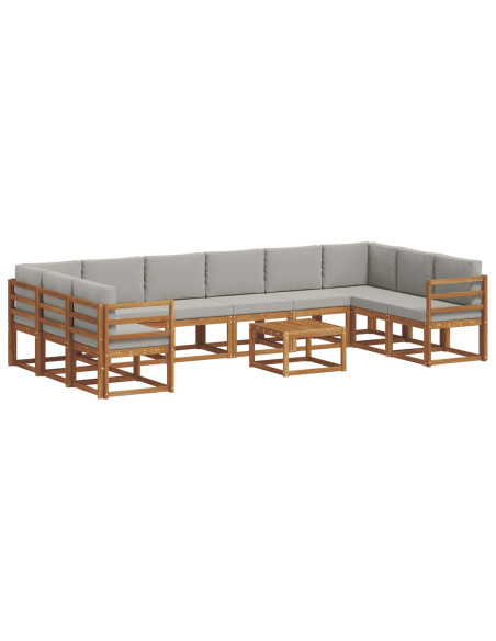 Set di divani con cuscino 11 pcs Grigio Naturale e Chiaro