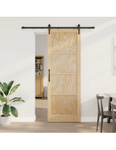 Porta scorrevole ORKDAL Naturale e Nero 83 x 232 cm