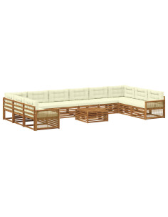 Set divani con cuscino 11 pcs Legno di Acacia Massello