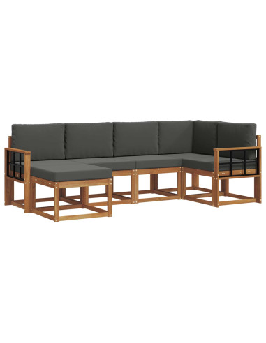Set di divani da esterno con cuscino 6 pcs Naturale e Antracite
