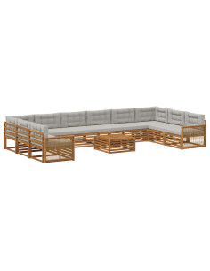 Set divani con cuscino 11 pcs Legno di Acacia Massello