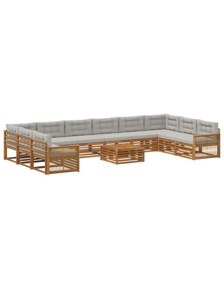 Set divani con cuscino 11 pcs Legno di Acacia Massello