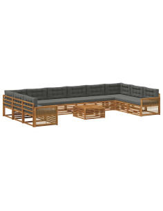 Set divani con cuscino 11 pcs Legno di Acacia Massello