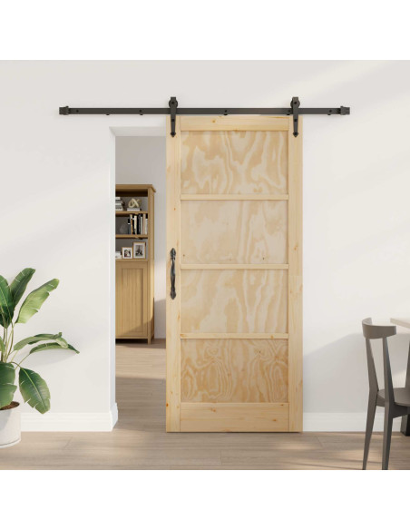 Porta scorrevole ORKDAL Naturale e Nero 86 x 198,5 cm
