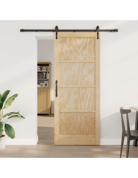 Porta scorrevole ORKDAL Naturale e Nero 86 x 211 cm