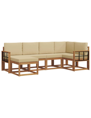 Set di divani da esterno con cuscino 6 pcs Naturale e Beige