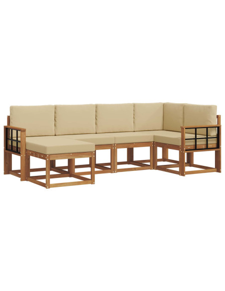 Set di divani da esterno con cuscino 6 pcs Naturale e Beige