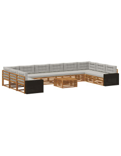 Set divani con cuscino 11 pcs Legno di Acacia Massello