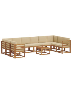 Set di divani con cuscino 11 pcs Naturale e Beige 2