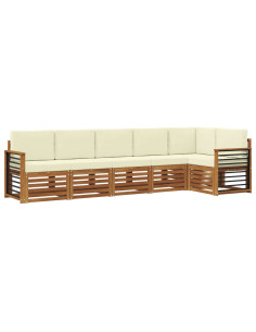Set divani 6 pcs Naturale e Crema Legno di Acacia Massello 2