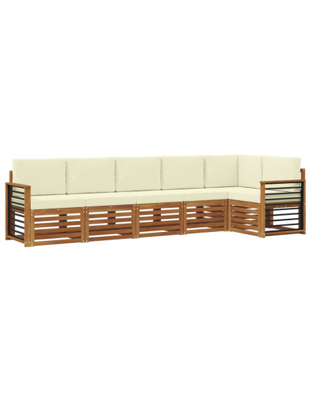 Set divani 6 pcs Naturale e Crema Legno di Acacia Massello