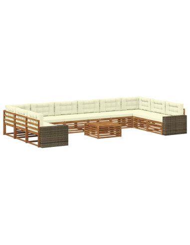 Set divani con cuscino 11 pcs Legno di Acacia Massello