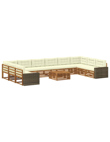 Set divani con cuscino 11 pcs Legno di Acacia Massello