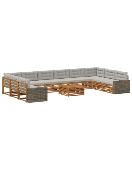 Set divani con cuscino 11 pcs Legno di Acacia Massello