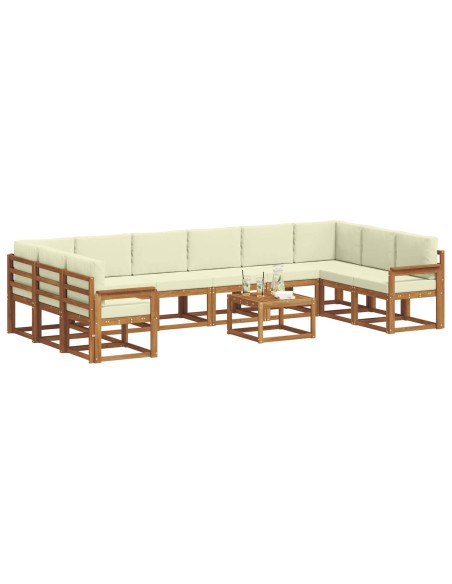 Set di divani con cuscino 11 pcs Naturale e Crema