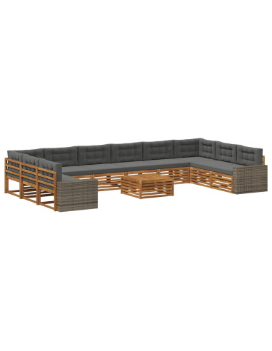 Set divani con cuscino 11 pcs Legno di Acacia Massello