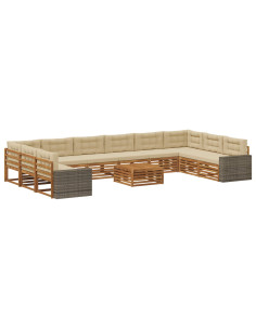 Set divani con cuscino 11 pcs Legno di Acacia Massello