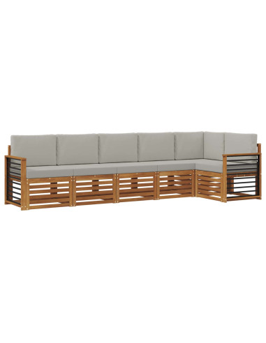 Set divani con cuscino 6 pcs Grigio Naturale e Chiaro