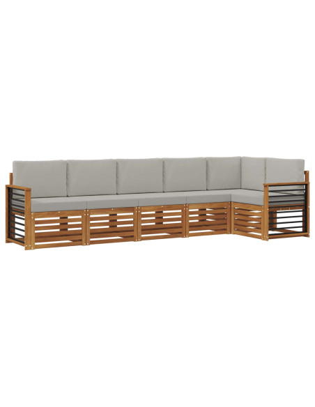 Set divani con cuscino 6 pcs Grigio Naturale e Chiaro