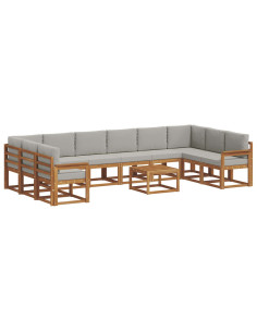 Set di divani con cuscino 11 pcs Grigio Naturale e Chiaro 2