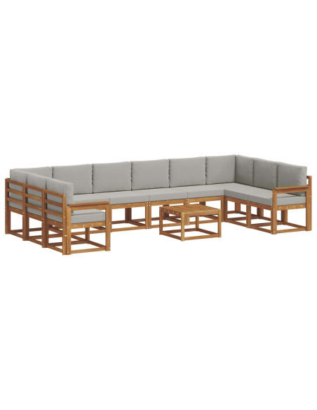 Set di divani con cuscino 11 pcs Grigio Naturale e Chiaro