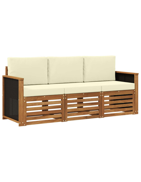 Set divani con cuscino 3 pcs Legno di Acacia Massello