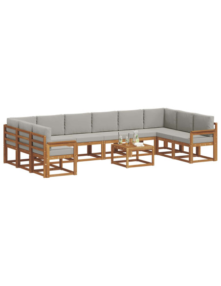 Set di divani con cuscino 11 pcs Grigio Naturale e Chiaro