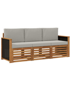 Set divani con cuscino 3 pcs Legno di Acacia Massello