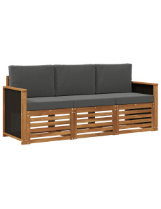 Set divani con cuscino 3 pcs Legno di Acacia Massello