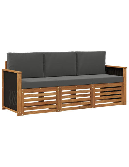 Set divani con cuscino 3 pcs Legno di Acacia Massello