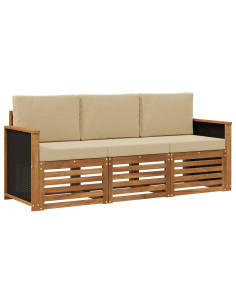 Set divani con cuscino 3 pcs Legno di Acacia Massello