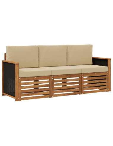 Set divani con cuscino 3 pcs Legno di Acacia Massello