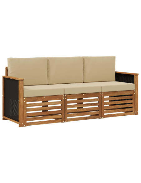 Set divani con cuscino 3 pcs Legno di Acacia Massello