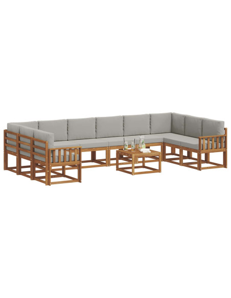 Set di divani con cuscino 11 pcs Grigio Naturale e Chiaro