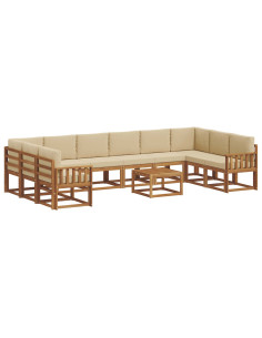 Set di divani con cuscino 11 pcs Naturale e Beige 2
