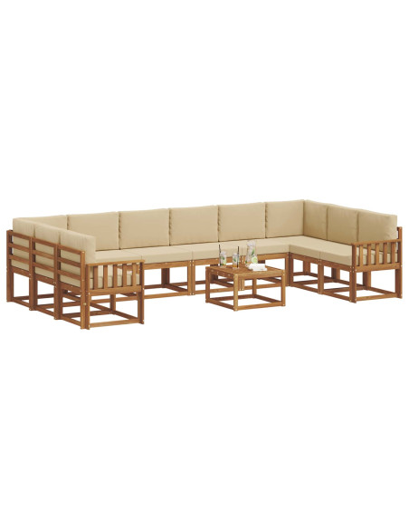 Set di divani con cuscino 11 pcs Naturale e Beige