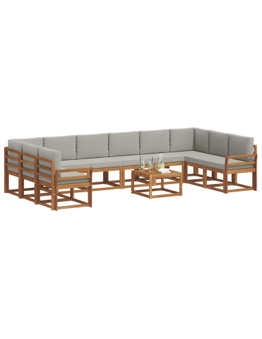 Set di divani con cuscino 11 pcs Grigio Naturale e Chiaro